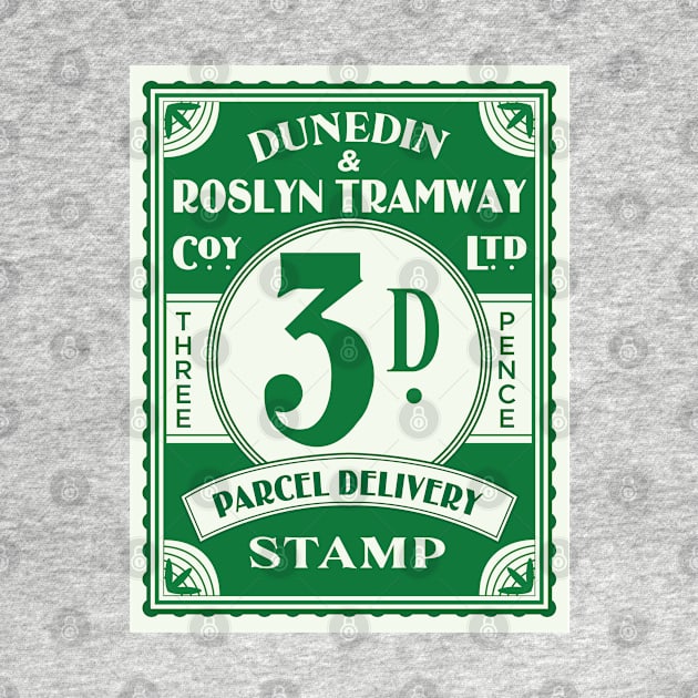 Vintage Dunedin (New Zealand) Parcel Delivery Stamp by 4amStudio